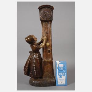 Goldscheider Wien, figürliche Salonuhr "Neugierde"