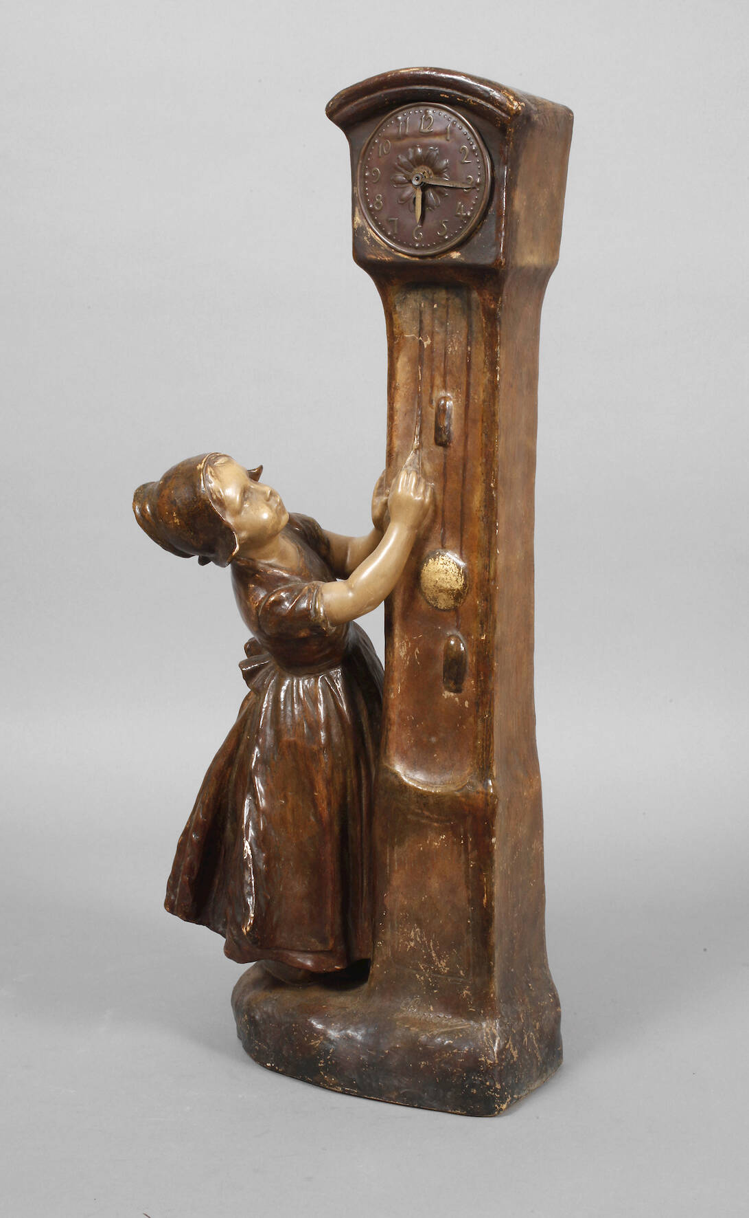 Goldscheider Wien, figürliche Salonuhr "Neugierde"