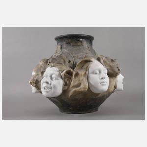 Goldscheider große Reliefvase "Masques"