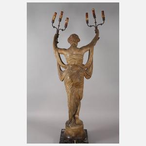 Goldscheider Wien figürliche Salonlampe