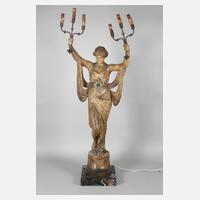 Goldscheider Wien figürliche Salonlampe111