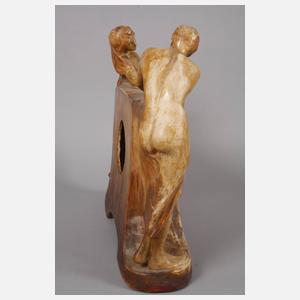 Goldscheider Wien figürliches Uhrengehäuse