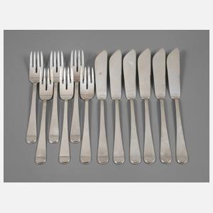 Zwölf Teile Fischbesteck Gebhard Duvé