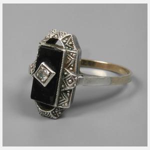 Damenring mit Diamant und Onyx