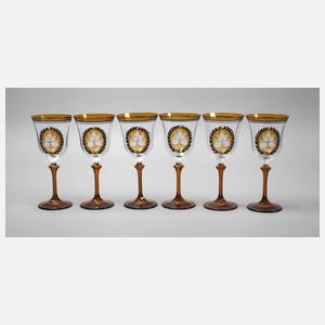 Sechs Weinkelche