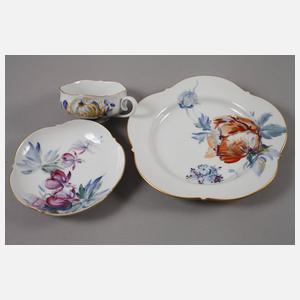 Meissen Teegedeck "Blumenmalerei blau-bunt"