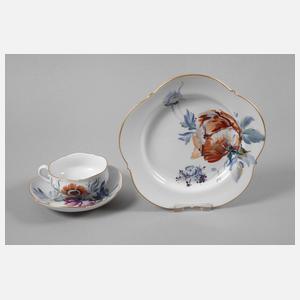 Meissen Teegedeck "Blumenmalerei blau-bunt"