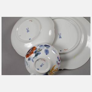 Meissen Teegedeck "Blumenmalerei blau-bunt"