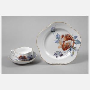 Meissen Teegedeck "Blumenmalerei blau-bunt"
