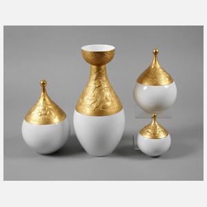Rosenthal Vase und drei Dosen "Sarastro"