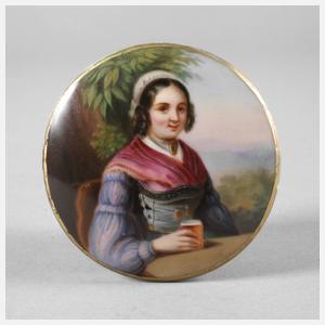 Kleine Bildplatte Mädchen in Biedermeiertracht