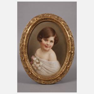 Hutschenreuther Bildplatte Mädchen mit Blumenstrauß