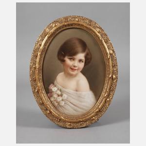 Hutschenreuther Bildplatte Mädchen mit Blumenstrauß