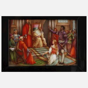 Zwei Porzellanbildplatten mit Szenen aus Shakespeares Othello