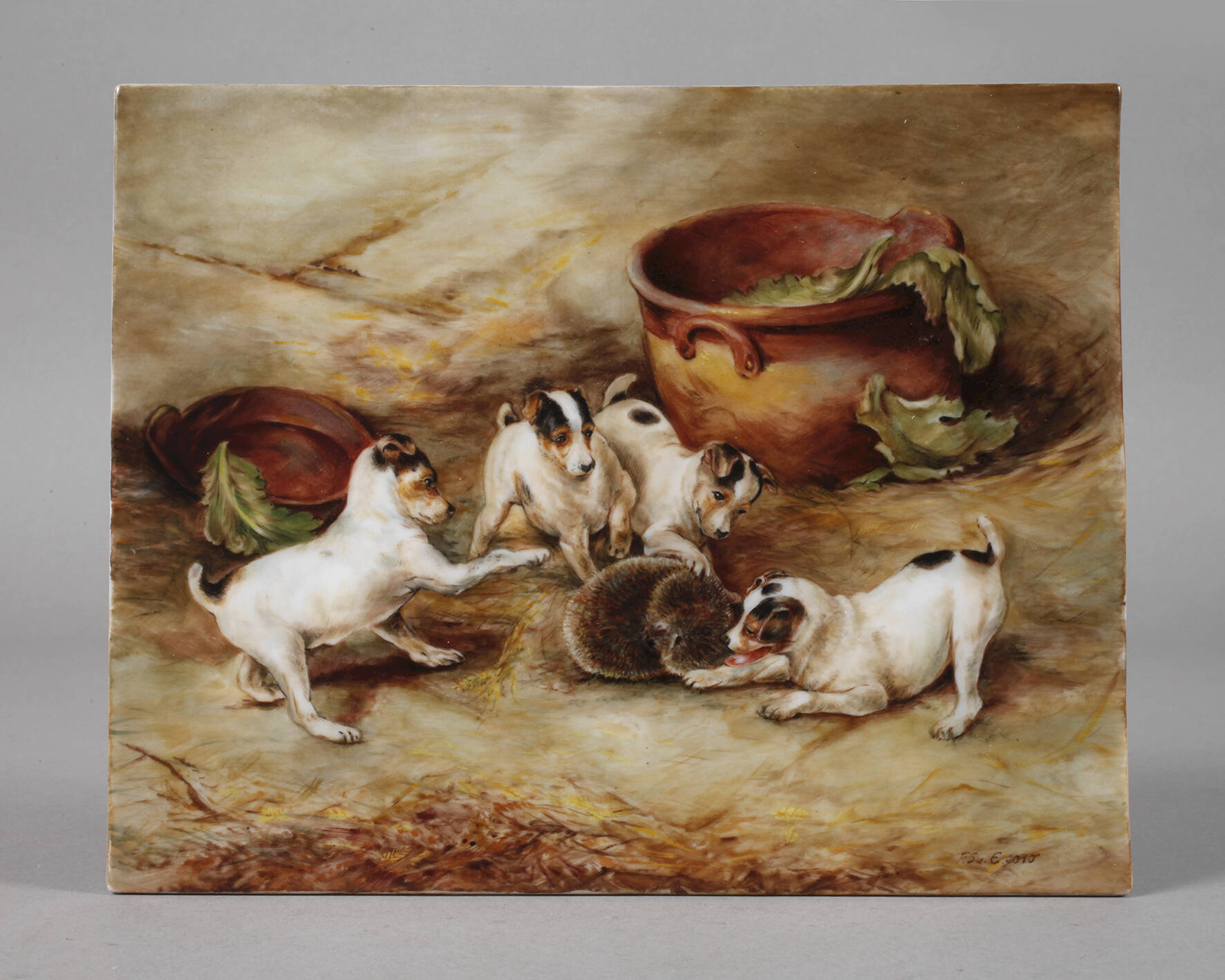 Wallendorf Bildplatte mit Hundemotiv