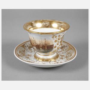 Ansichtentasse mit Hafenszene