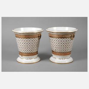 Frankreich Paar Cachepots mit Untersetzer