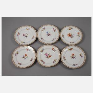 KPM Berlin sechs Dessertteller "Reiches Bukett"