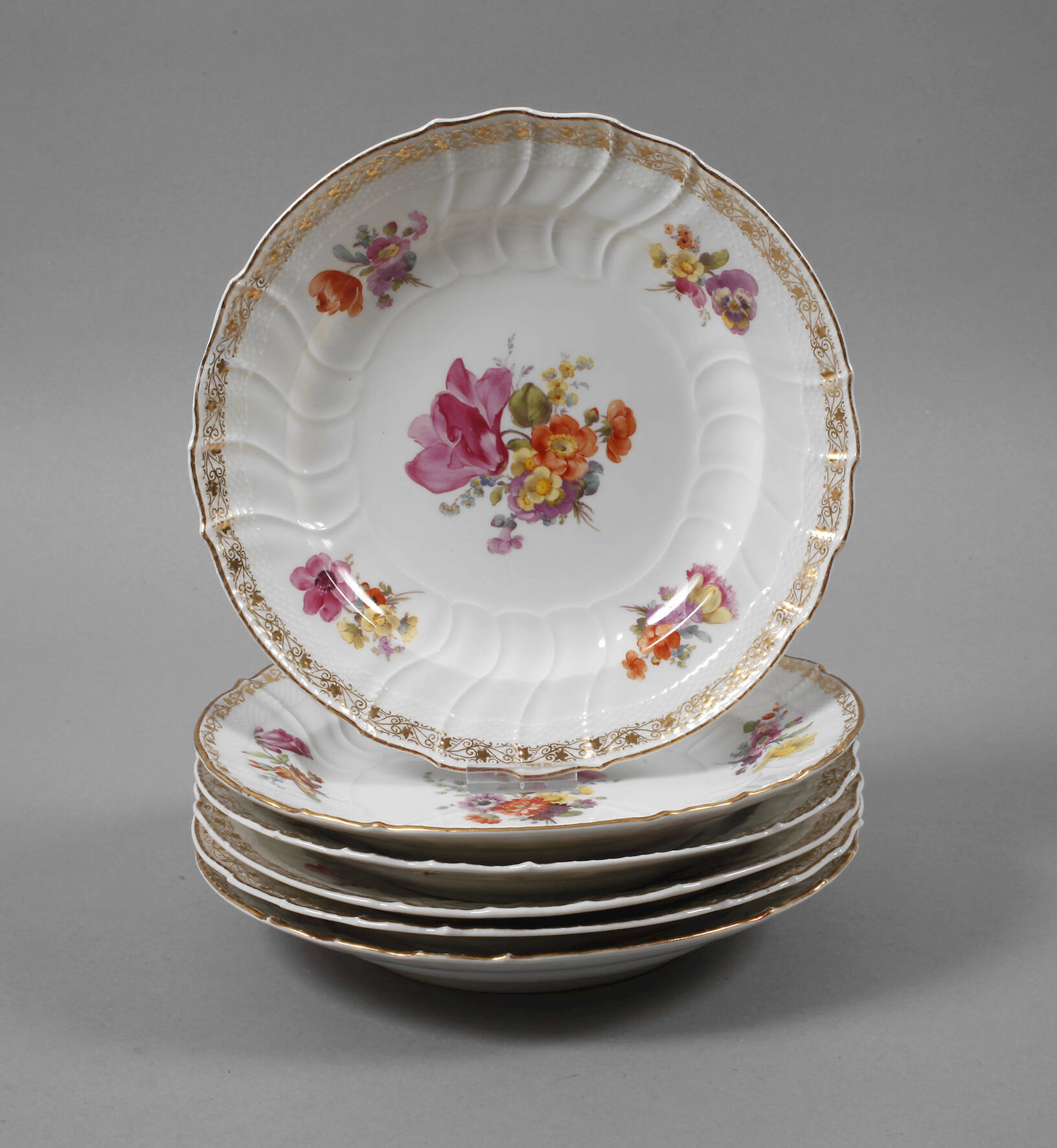 KPM Berlin sechs Speiseteller "Bukett reich"