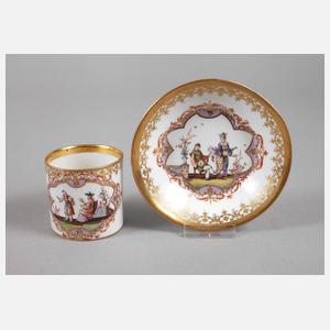 Meissen Tasse und Untertasse mit Chinoiserie