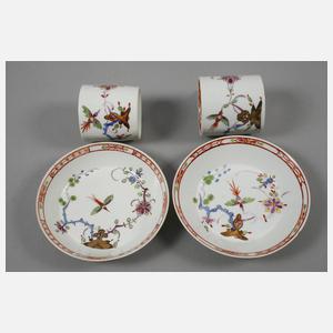 Meissen Paar Tassen mit Kakiemondekor