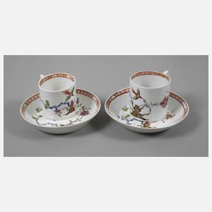 Meissen Paar Tassen mit Kakiemondekor