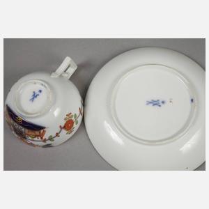 Meissen Tasse und Untertasse mit Kakiemondekor
