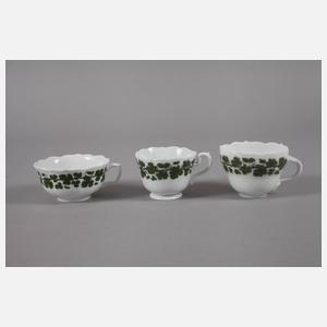 Meissen Konvolut Kaffee-/Teeservice Weinlaubdekor