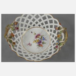 Meissen Henkelkorb mit Vergissmeinnichtblüten