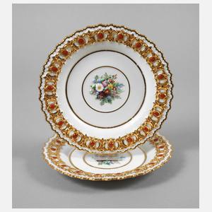 Meissen Paar kleine Prunkteller "Pressglasoptik"