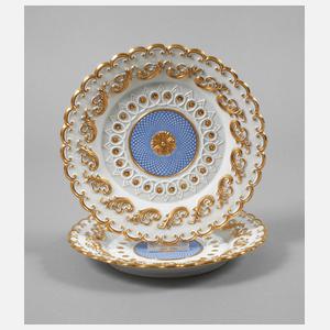 Meissen Paar kleine Prunkteller "Pressglasoptik"