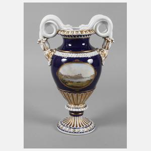 Meissen Schlangenhenkelvase mit Ansicht Meißen