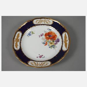 Meissen vier Prunkteller Blumen- und Goldmalerei