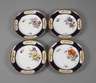 Meissen vier Prunkteller Blumen- und Goldmalerei