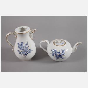 Meissen Tee-/Kaffeeservice "Blaue Blume, Goldgräser"