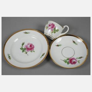 Meissen zwei Gedecke "Rote Rose"