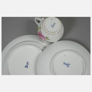 Meissen zwei Gedecke "Rote Rose"