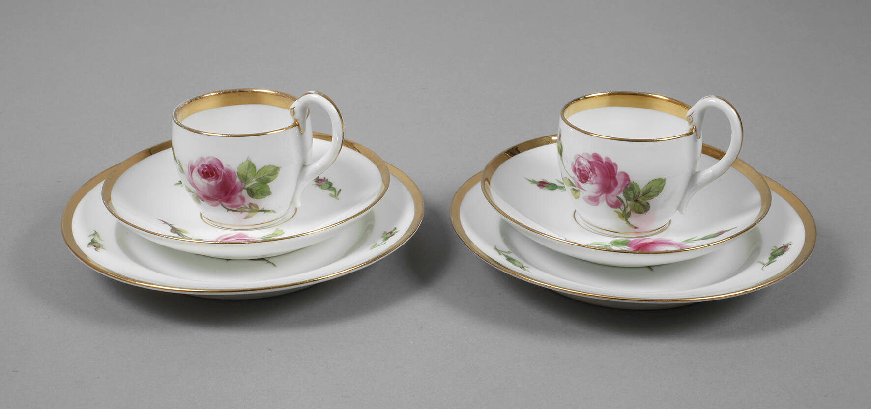 Meissen zwei Gedecke "Rote Rose"