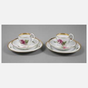 Meissen zwei Gedecke "Rote Rose"