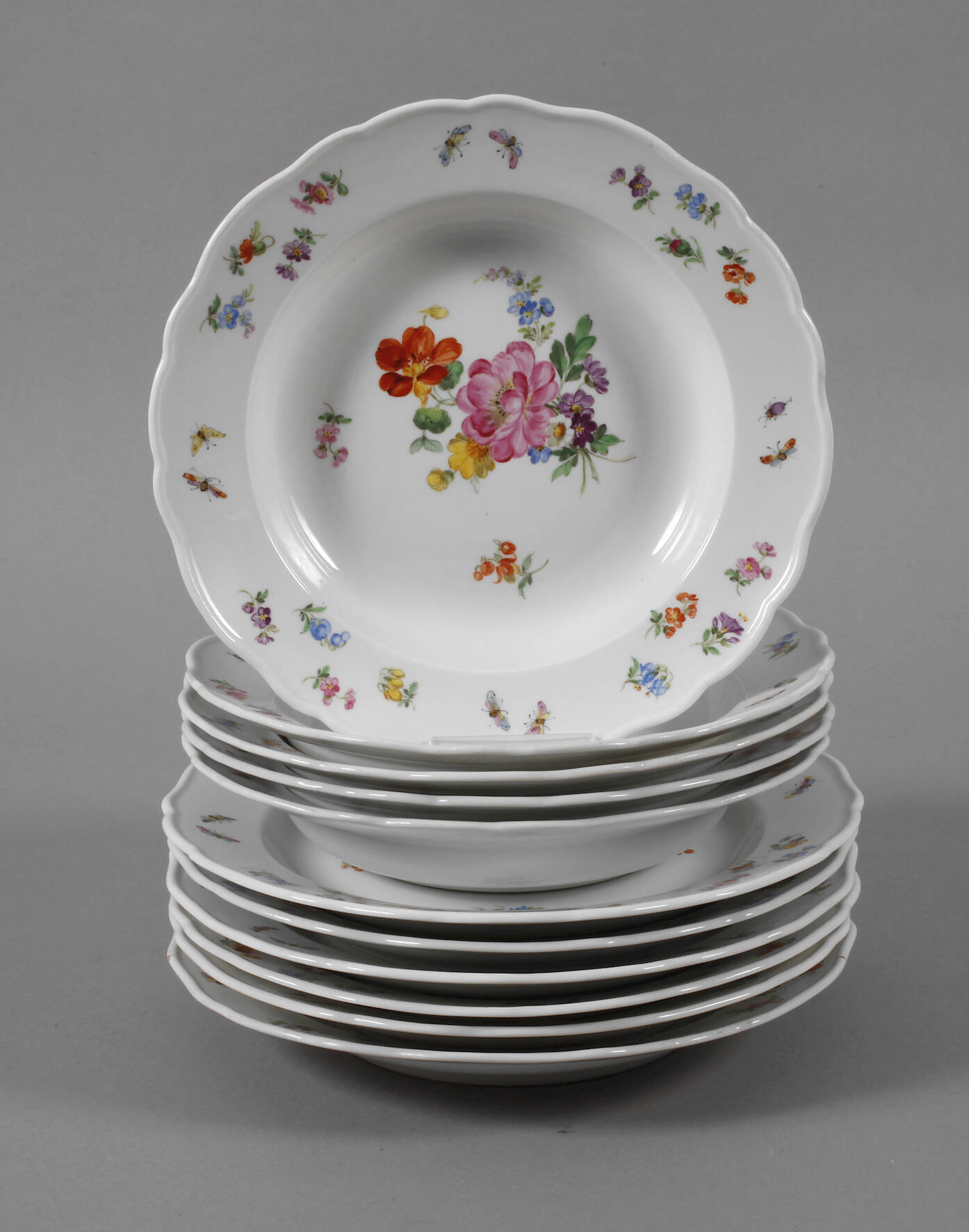 Meissen Konvolut Teller "Blumen und Insekten"