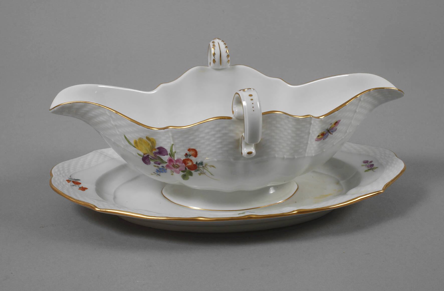 Meissen Sauciere "Blumen und Insekten"
