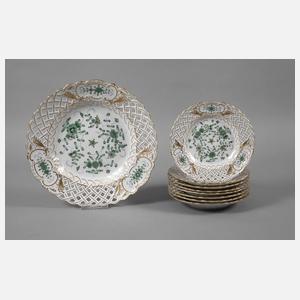 Meissen acht Durchbruchteller und Schale