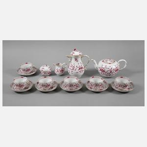 Meissen Kaffee-/Teeservice "Indische Malerei, purpur"