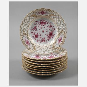 Meissen Flechtrandteller "Indische Malerei, purpur"