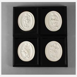 Meissen vier Plaketten mit Musendarstellungen