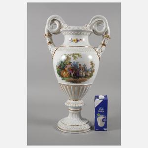 Meißen Teichert große Schlangenhenkelvase