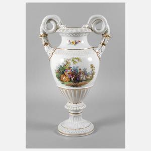 Meißen Teichert große Schlangenhenkelvase