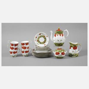 Münchener Werkstätten Kaffeeservice mit Mohndekor