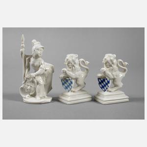 Nymphenburg Paar Bayerische Löwen und Putto