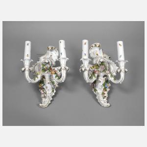Potschappel Paar Wandleuchter im Rokokostil